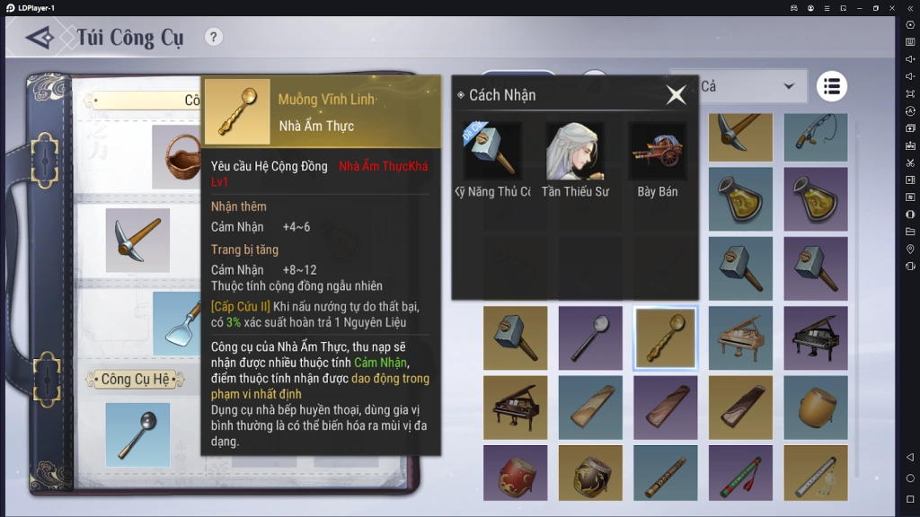 『HƯỚNG DẪN』Revelation - Thiên Dụ VNG giới thiệu nghề nghiệp Nhà Ẩm Thực và công thức nấu ăn cần phải có