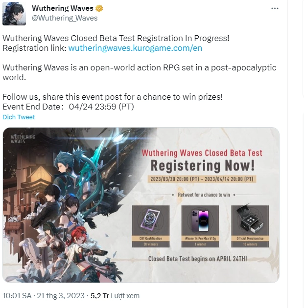 Wuthering Waves và cách đăng ký Closed Beta