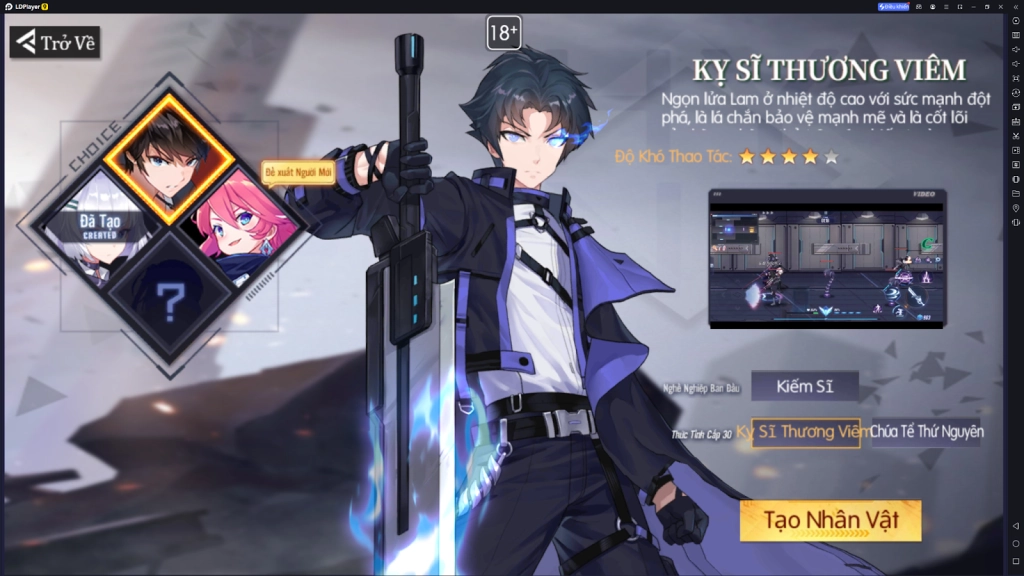 Hướng dẫn chọn Class trong Hắc Nguyệt Quyền Thần