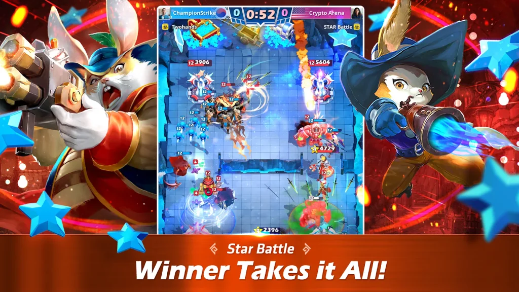 Compita com outros jogadores em tempo real em Champion Strike: Crypto Arena!