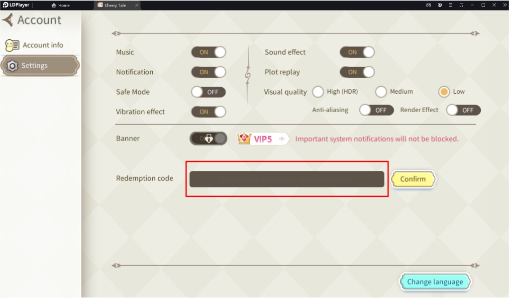 Cherry Tale (Global) แจก Giftcode (7 โค้ด) พร้อมวิธีกรอก บน LDPlayer9