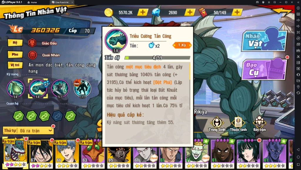 『HƯỚNG DẪN』One Punch Man The Strongest: Hướng Dẫn Build Và Sử Dụng Vua Biển Sâu SSR+