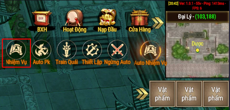 Thần Long Mobile: hướng dẫn tân thủ chạy nhiệm vụ và tăng cấp nhanh
