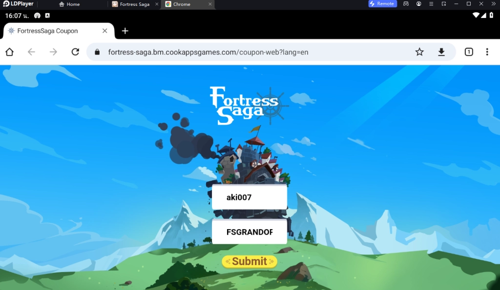 Fortress Saga (Global) แจก Giftcode (2 โค้ด) อัปเดตเรื่อยๆ พร้อมวิธีกรอกบน LDPlayer9