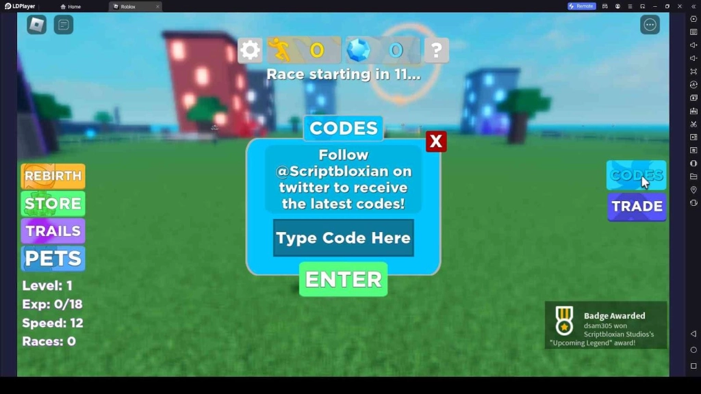 Roblox Legends of Speed Codes: Race to Victory - 2023 November