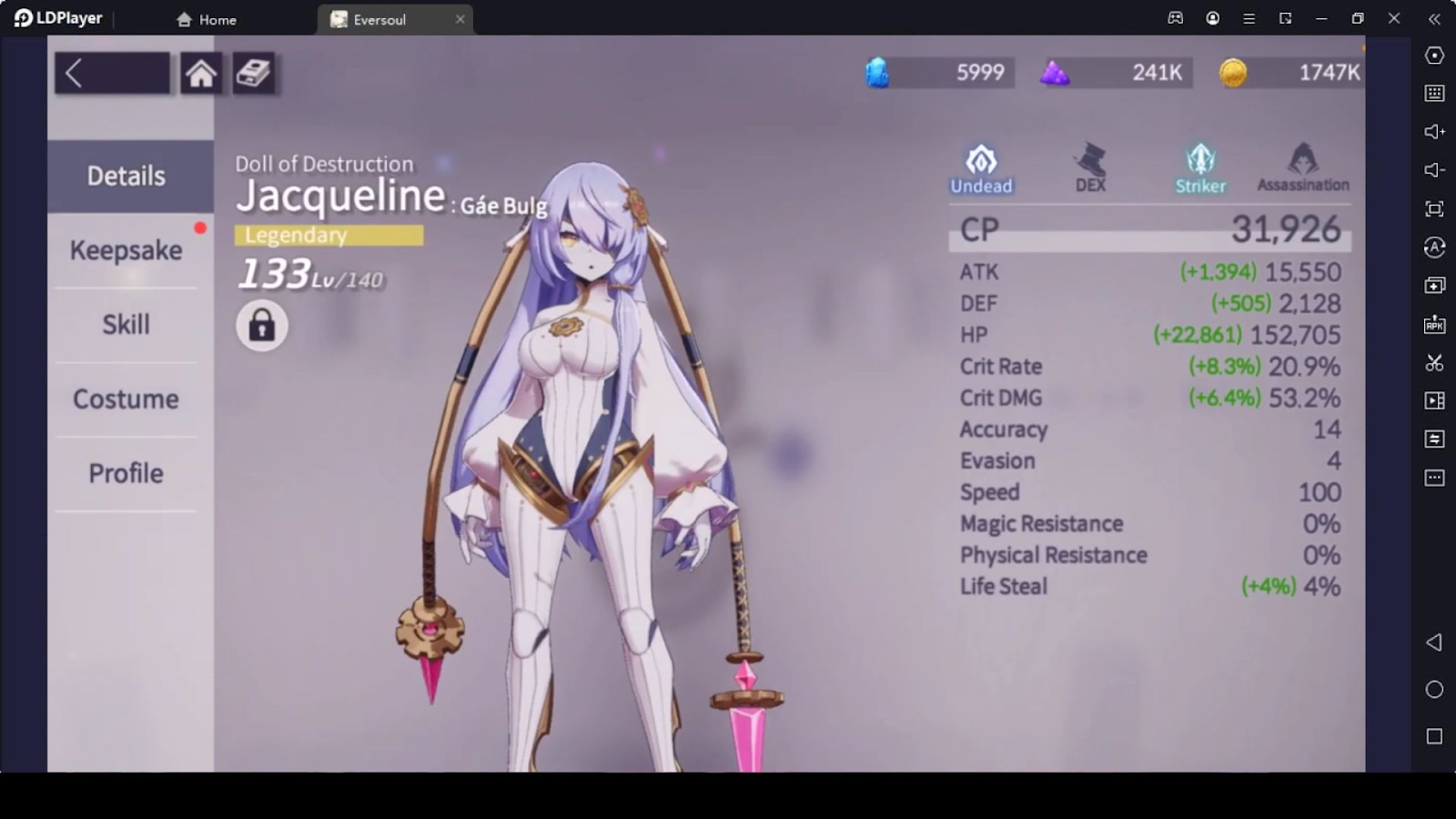 Eversoul Undead Characters: Jacqueline