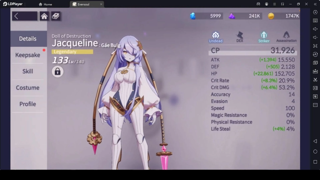 Eversoul Undead Characters: Jacqueline