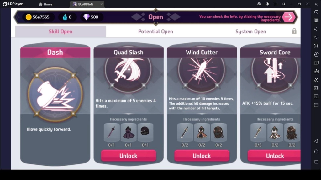 Enhance Skills in Guardian Goddess: Idle RPG 