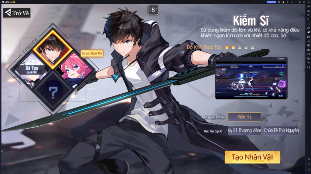 Hướng dẫn chọn Class trong Hắc Nguyệt Quyền Thần