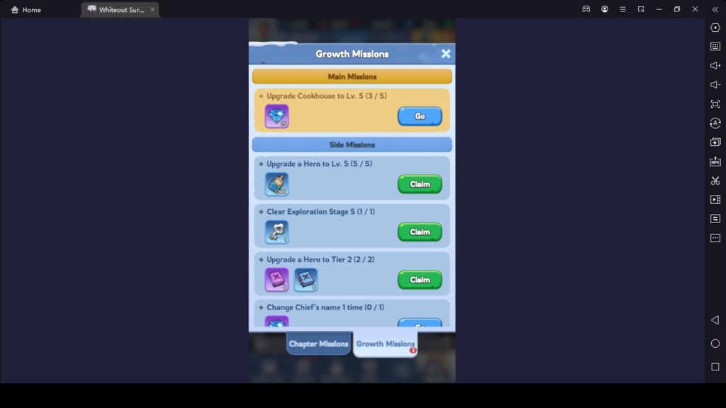 Daily and Growth Missions to Complete Daily and Growth Missions to Complete