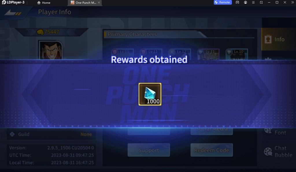 One-Punch Man:Road to Hero 2.0 แจก Giftcode (4 โค้ด) ล่าสุดใช้ได้จริง!! พร้อมวิธีกรอกบน LDPlayer9