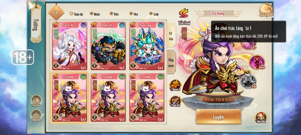 『HƯỚNG DẪN』Lục Giới Phong Thần: Top Tướng Quốc Dân Team Nhân.