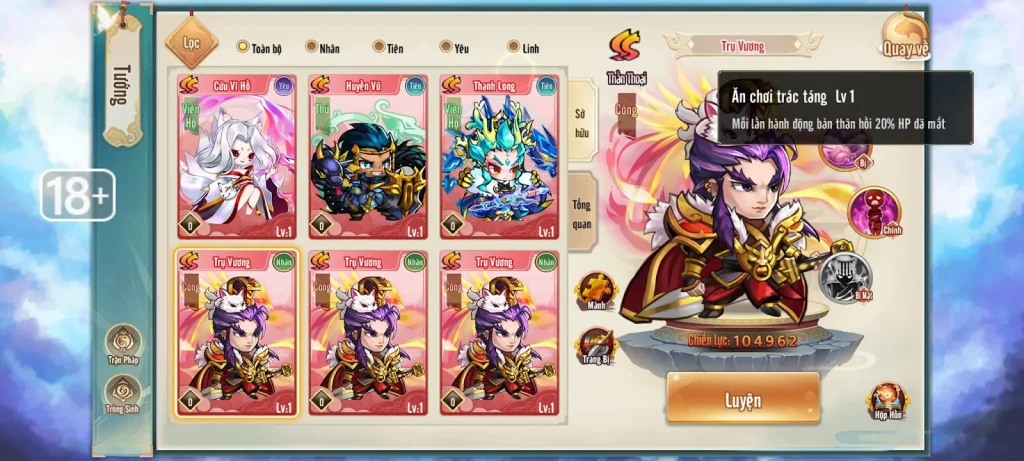 『HƯỚNG DẪN』Lục Giới Phong Thần: Top Tướng Quốc Dân Team Nhân.