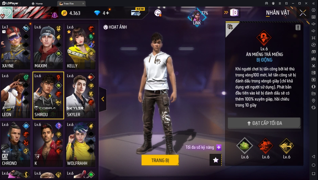 Garena Free Fire: Thay đổi hệ thống nhân vật