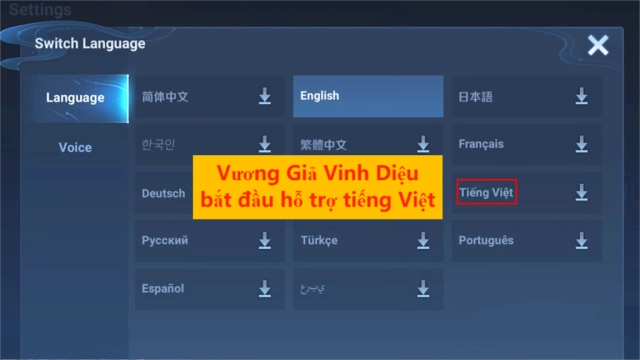 『Tin Mới』Vương Giả Vinh Diệu bản quốc tế: bắt đầu hỗ trợ tiếng Việt