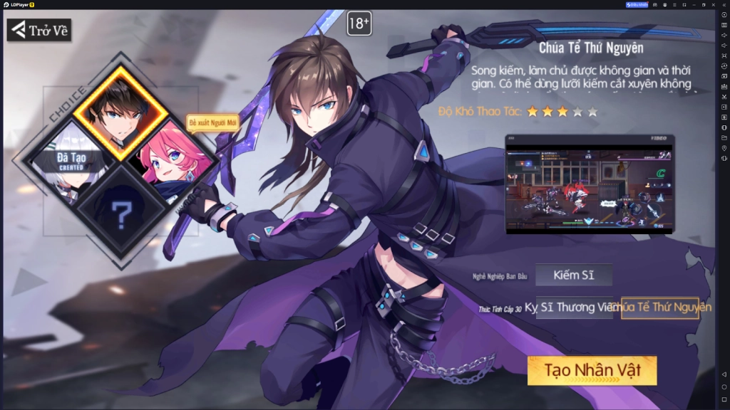 Hướng dẫn chọn Class trong Hắc Nguyệt Quyền Thần