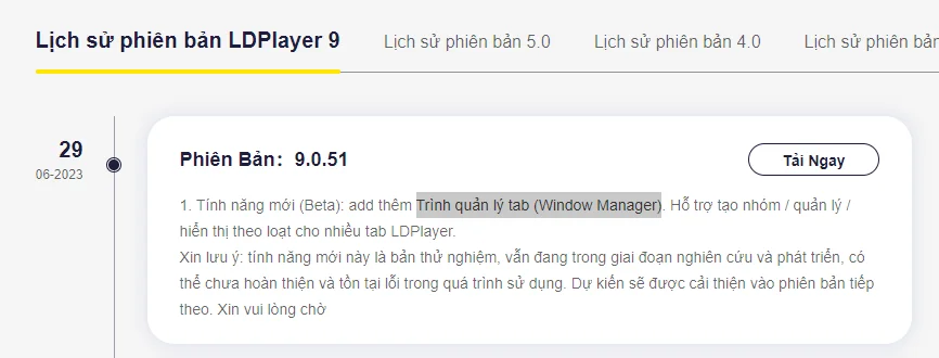 『Tính năng mới』Phiên bản mới LDPlayer 9 [V9.0.51]: Trình quản lý tab (Window Manager) & Hướng dẫn sử dụng