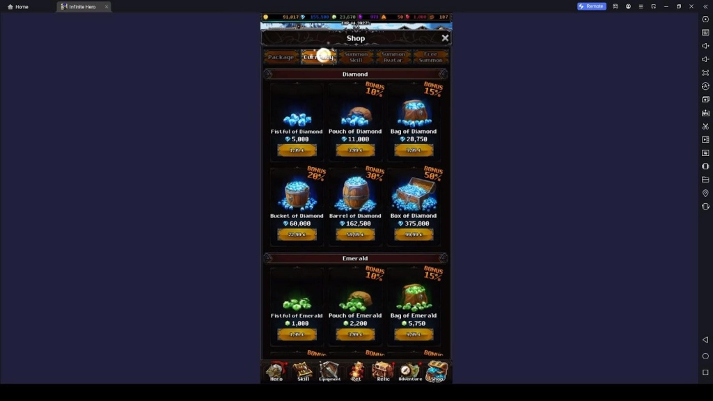 Earning Blue and Green Diamonds