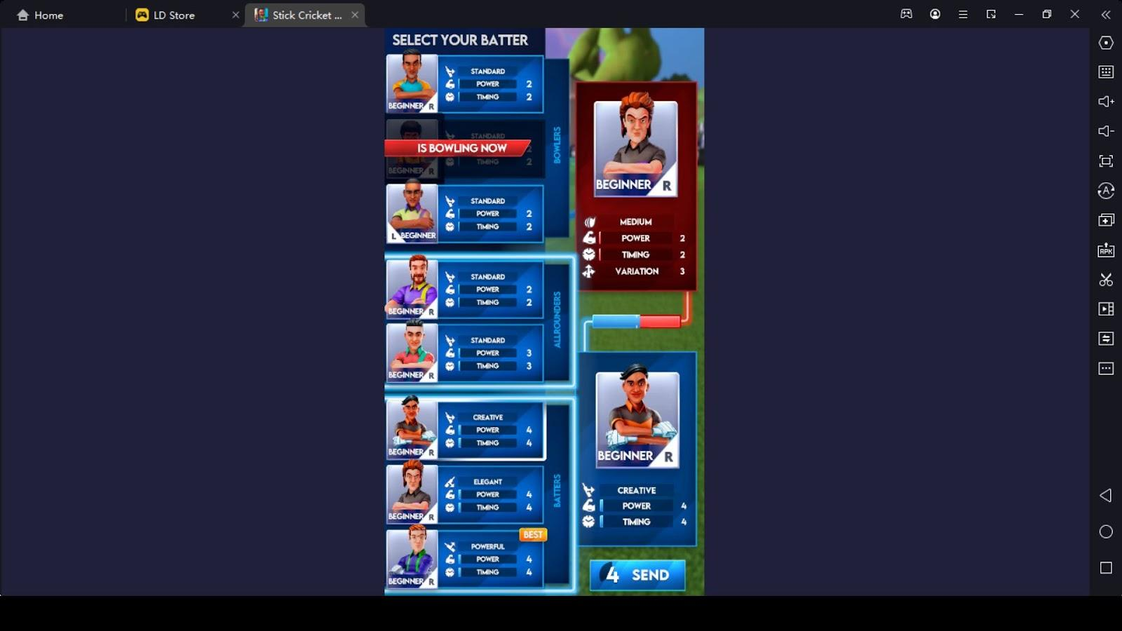 How Can We Select a Card as a Stick Cricket Clash Beginner