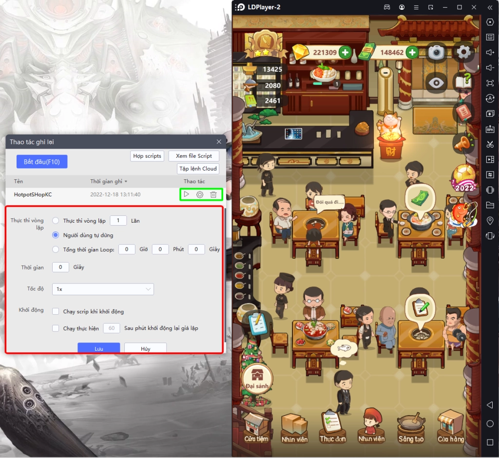 『HƯỚNG DẪN』TIỆM LẨU ĐƯỜNG HẠNH PHÚC và bí kíp AUTO toàn thư bằng công cụ LDplayer