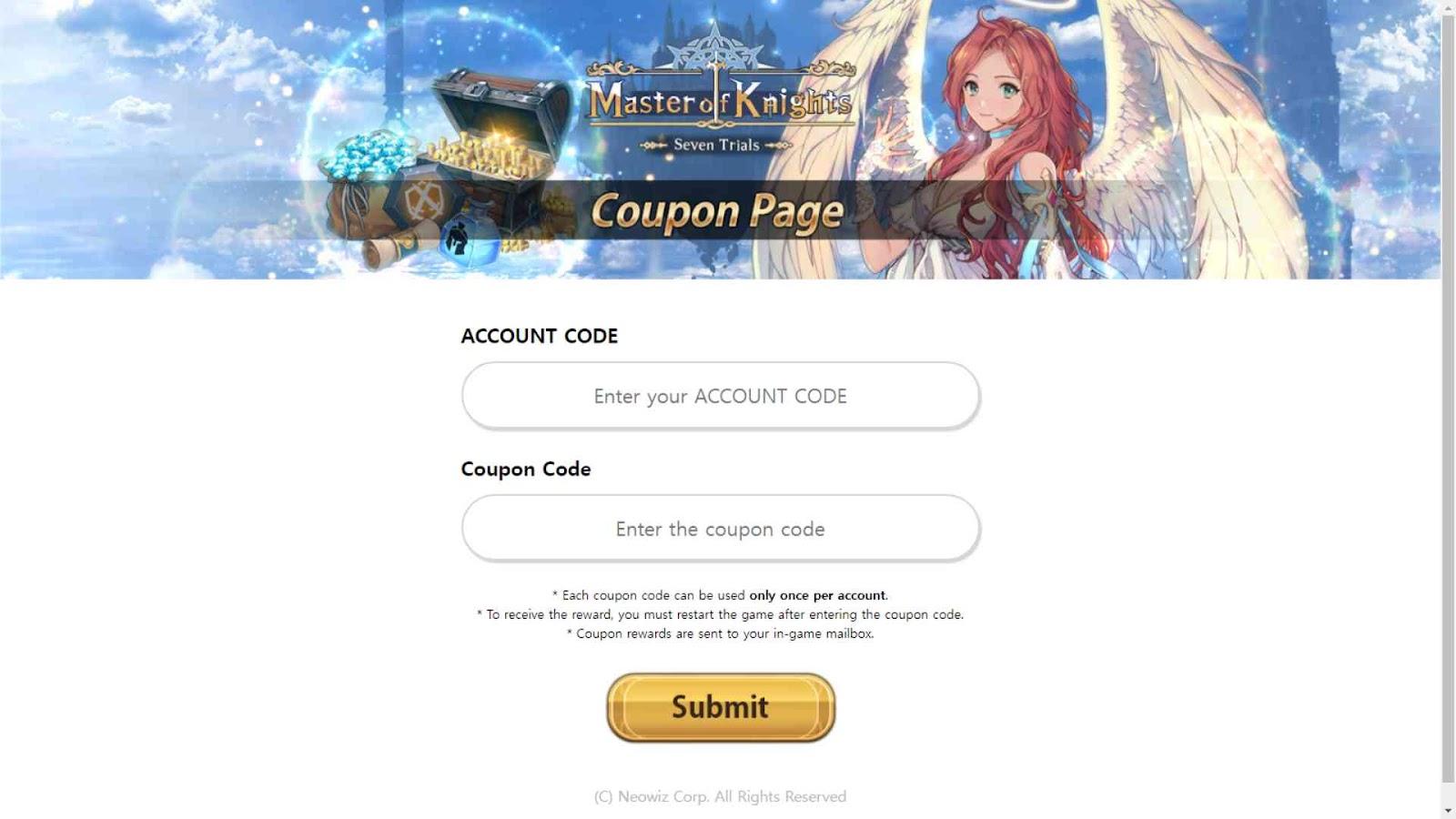 Redeeming Steps for Codes in Master of Knights