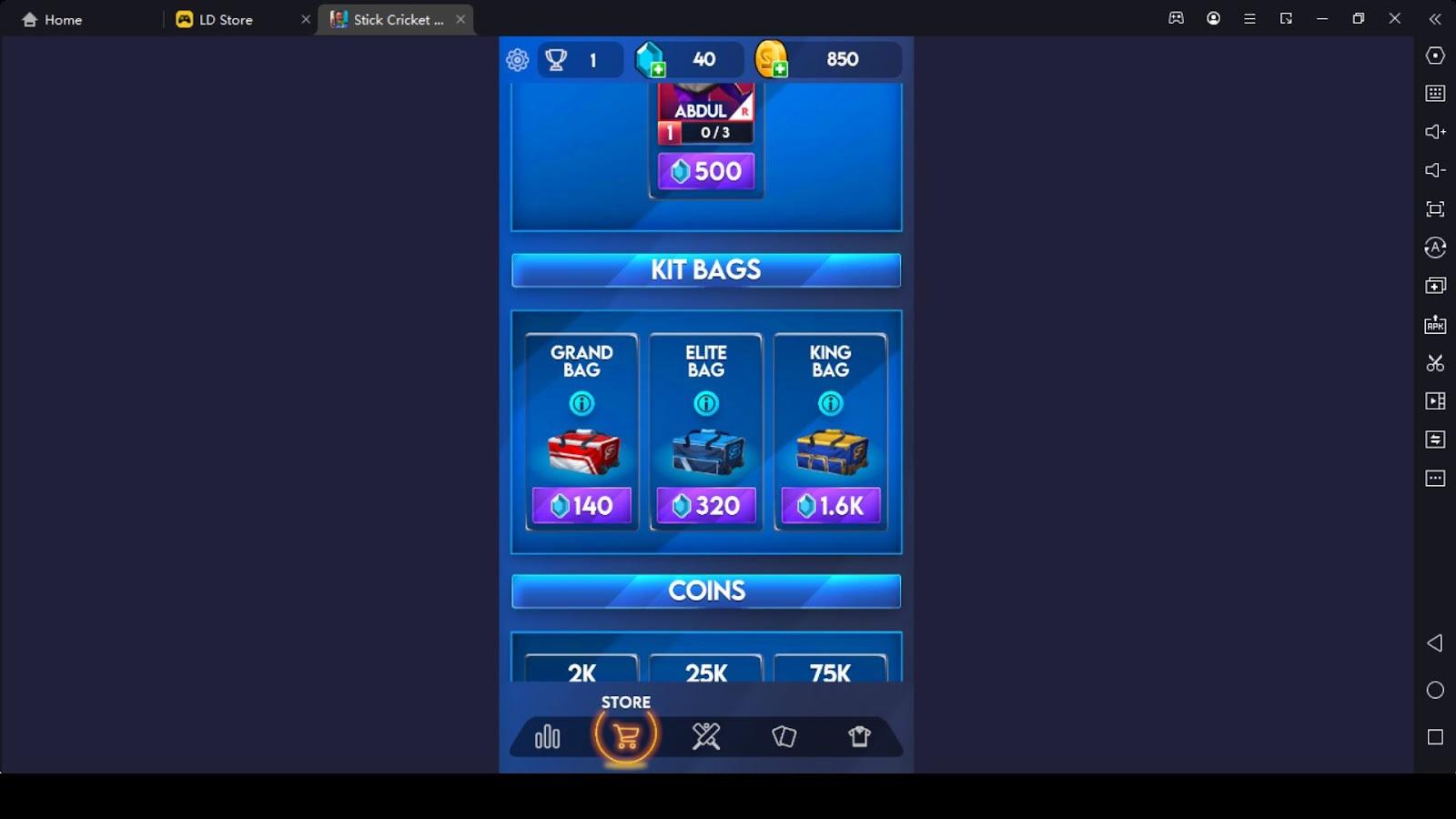 What are Kit Bags in Stick Cricket Clash