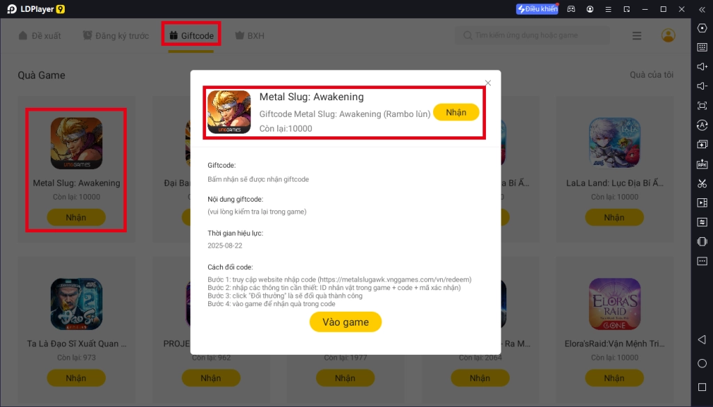 『GIFTCODE』Metal Slug: Awakening (Rambo lùn): Tổng hợp giftcode tân thủ và cách nhập & Cách tải và chơi trên máy tính