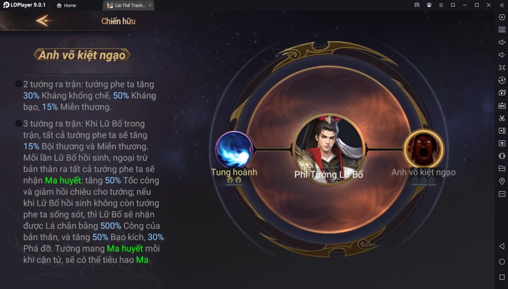 『HƯỚNG DẪN』Garena Cái Thế Tranh Hùng: Hướng Dẫn Build Phi Tướng Lữ Bố Và Đội Hình Đề Nghị