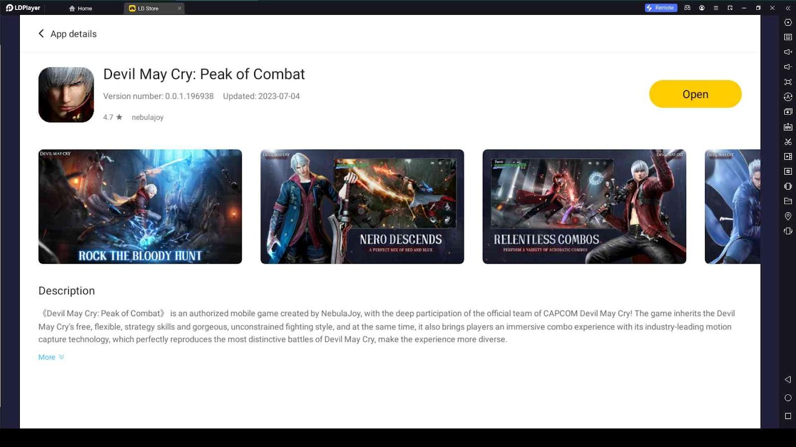 Running Devil May Cry: Peak of Combat on PC