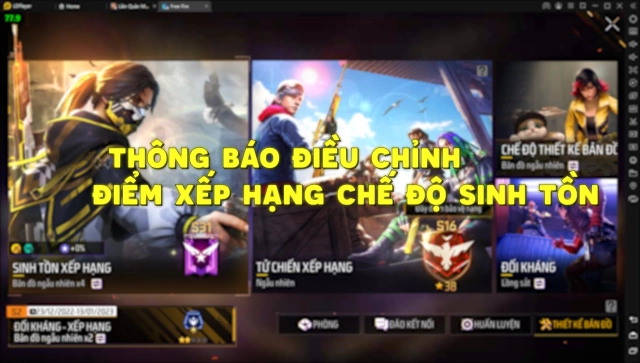 『HƯỚNG DẪN』Garena Free Fire : Điều chỉnh điểm xếp hạng chế độ sinh tồn & cách tải game trên PC