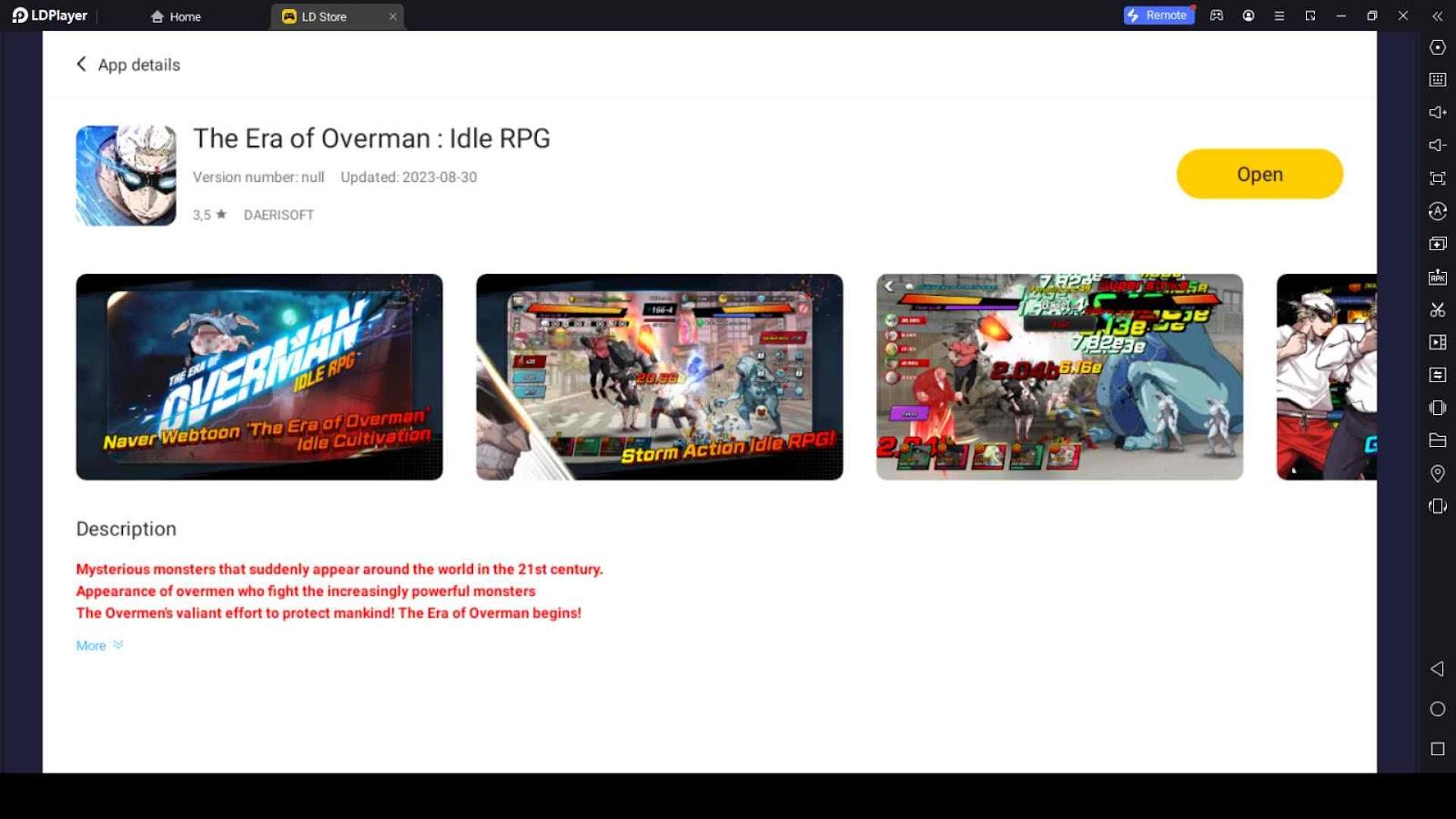 Playing The Era of Overman: Idle RPG on PC Using LDPlayer 9