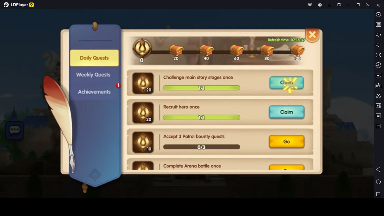 Daily and Weekly Quests with Achievements
