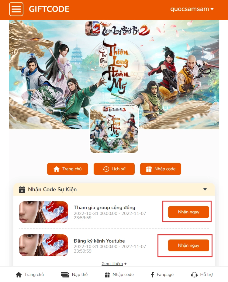 『GIFTCODE』Cách nhập code event Thiên Long Bát Bộ 2 VNG & Cách tải game trên PC