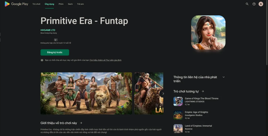『GAME MỚI』 PRIMITIVE ERA FUNTAP CHÍNH THỨC KHAI MỞ ĐĂNG KÝ TRƯỚC