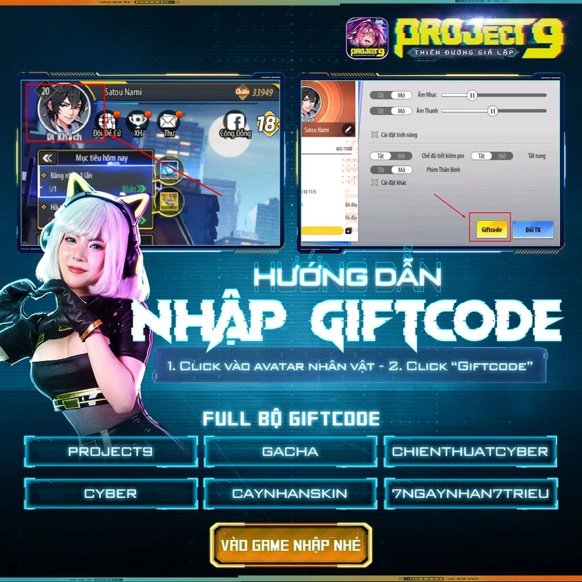 『GIFTCODE』Tổng hợp Gift Code PROJECT 9: Thiên Đường Giả Lập và hướng dẫn cách nhập