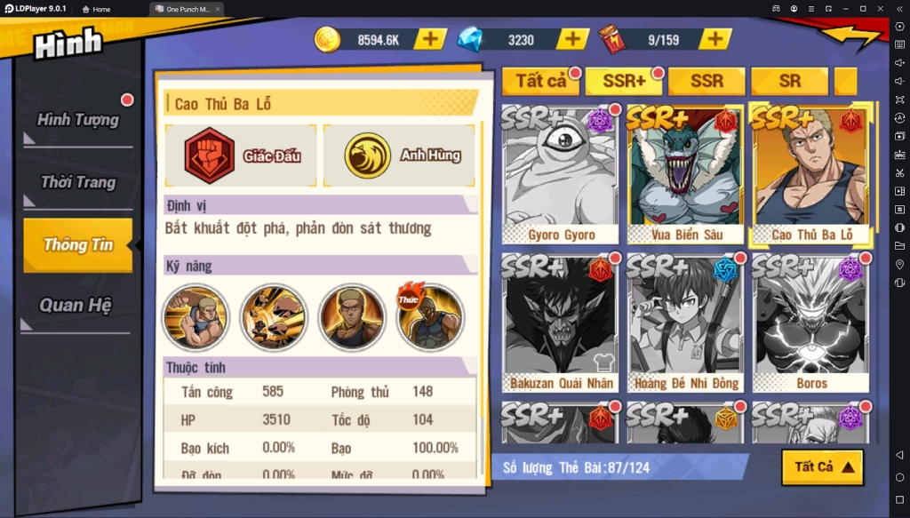 『HƯỚNG DẪN』One Punch Man The Strongest: Hướng Dẫn Build Và Sử Dụng Vua Cao Thủ Ba Lỗ SSR+