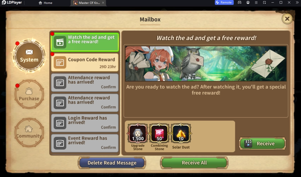 Master of Knights (Global) แจกโค้ด Giftcode อัปเดตเรื่อยๆ พร้อมวิธีกรอกบน LDPlayer9